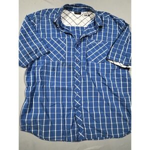 Sean John Button Up Shirt Short Sleeve Blue White Plaid Checkered 2XL